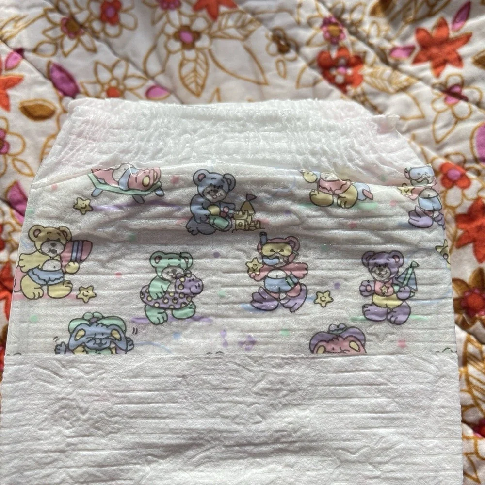 Vintage Huggies Size 3 Ultratrim 1993 USA Diapers Beach Teddy Bear Plastic Print